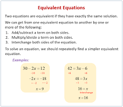 Equivalent Equations Solutions