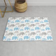 blue gray elephant baby boy nursery rug