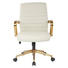 It showcases an open back with a soft seat cushion. Osp Home Furnishings 22 5 In Width Standard Cream And Gold Faux Leather Task Chair With Adjustable Height Fl22991g U28 The Home Depot