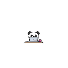 cute panda working on a laptop vector