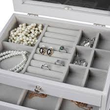 elegant gl lift top grey jewelry box