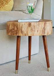 Wood Slice Table With Wooden Legs