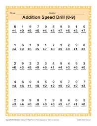 addition sd drill 0 9 math worksheets