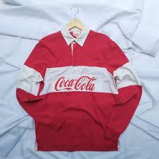 coca cola rugby shirt fesyen pria
