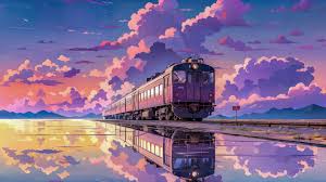 purple aesthetic train wallpaper hd