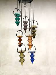 vintage colored glass pendant lamp by