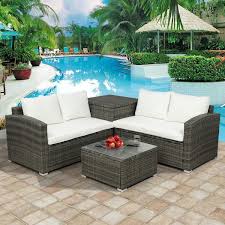 Urtr 4 Piece Pe Rattan Wicker Outdoor