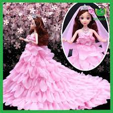 Búp Bê Barbie Cô Dâu Xinh Đẹp Váy Hồng Tặng Phụ Kiện