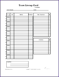Lineup Card Template For Softll Free Excel Academy System