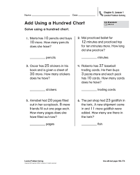 Add Using A Hundred Chart Worksheet For 1st 2nd Grade