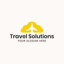 flat travel solutions agency logo template