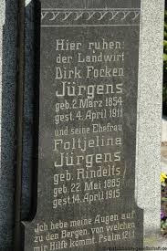 Grab von Dirk Focken Jürgens (02.03.1854-04.04.1911), Friedhof ...