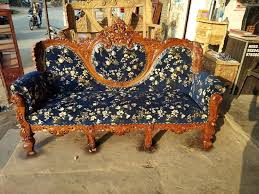 brown antique designer wooden sofa set