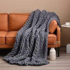 dark gray chunky knit blankets