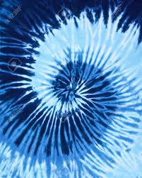 Close Up Shot Of Spiral Blue Tone Color Tie Dye Fabric Texture