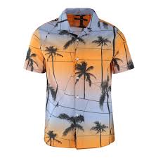 J Lindeberg David Short Sleeve Resort Printed Palm Shirt Orange