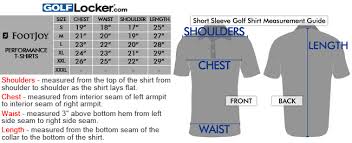 Footjoy Performance Golf T Shirts Size Chart