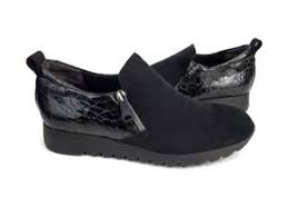 Munro Kit Womens Black Leather Zip Up Wedge Platform Loafer