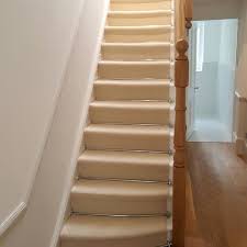white stair carpet with silver stair