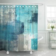 Visit the blog to discover more gray bathroom ideas! Cynlon Teal Gray Contemporary Turquoise And Grey Abstract Painting White Bathroom Decor Bath Shower Curtain 60x72 Inch Walmart Com Walmart Com