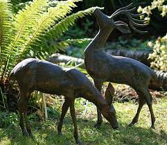 Two Small Deer Set Of Metal Garden