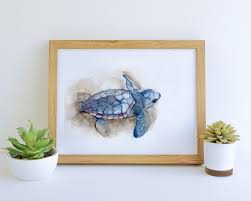 Sand Watercolour Painting Sea Turtle