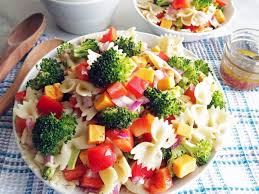broccoli cheddar pasta salad with tangy