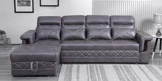 Leatherette Rhs Pull Out Sofa Cum Bed