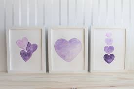8x10 Purple Heart Watercolor Heart