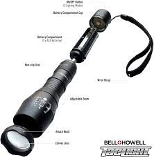 Bell Howell 1307 Taclight High Powered Tactical Flashlight With 5 Modes Zoom Function 60x Brighter Black Amazon Com