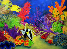See more ideas about coral reef, coral reef art, coral. Coral Reef By Una Miller Coral Reef Art Coral Reef Drawing Coral Painting