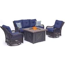 woven steel patio fire pit seating set
