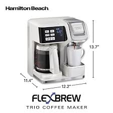 While being slim and compact, it does not compromise on its features one bit. Buy Hamilton Beach Flexbrew Trio 2 Way Single Serve Coffee Maker Full 12c Pot Compatible With K Cup Pods Or Grounds Combo White Online In Indonesia B07zv7mldr