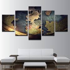 5 Panel Canvas Art World Map Hd Multi