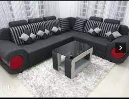 black wooden standard sofa set for