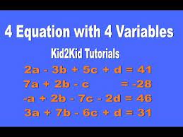 4 Equations 4 Unknowns Algebra