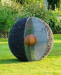 Garden Sphere Sculpture Black Stone