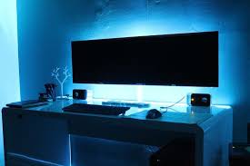Dual Monitor Led Backlighting Gaming Set Up Habitacion Gamer Cuarto Gamer Mesas Gamer