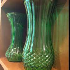 Hoosier Green Glass Vases Green Glass