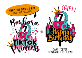 Tik Tok Princess Birthday Svg, Customized Birthday Princess SVG Cut File, Tiktok  Cake Topper, Birthday Svg Png - Etsy Denmark