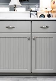 gray beadboard cabinets
