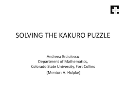 Ppt Solving The Kakuro Puzzle Powerpoint Presentation