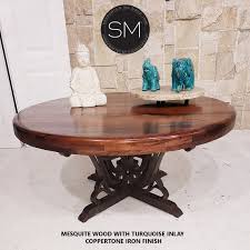 Rustic Mesquite Wood Round Coffee Table