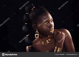 gold beauty black woman studio makeup
