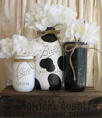 See more ideas about cow, cow decor, cow art. On Sale Now Set Of 3 Painted Mason Jars Rustic Country Cow Etsy Painted Mason Jars Cow Decor Jar Crafts