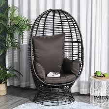 Outsunny Outdoor Wicker Egg Chair With