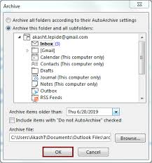 how to archive emails other items in