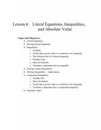Literal Equations Inequalities