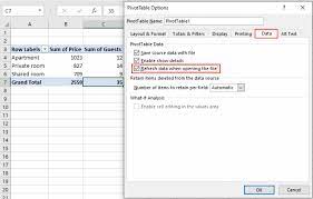 auto refresh pivot table data in excel