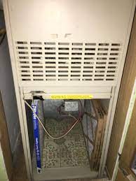 Finally, whatever filter you use, make sure you reinstall it correctly, with the arrow on the filter edge pointing toward the blower motor. Very Odd Gas Furnace Installation In Apartment How Do I Change The Filter Home Improvement Stack Exchange